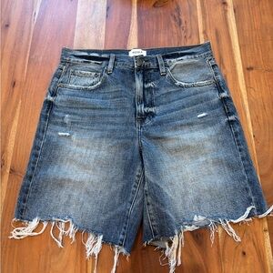 Pistola Frayed Hem Jean Shorts in Dark Blue